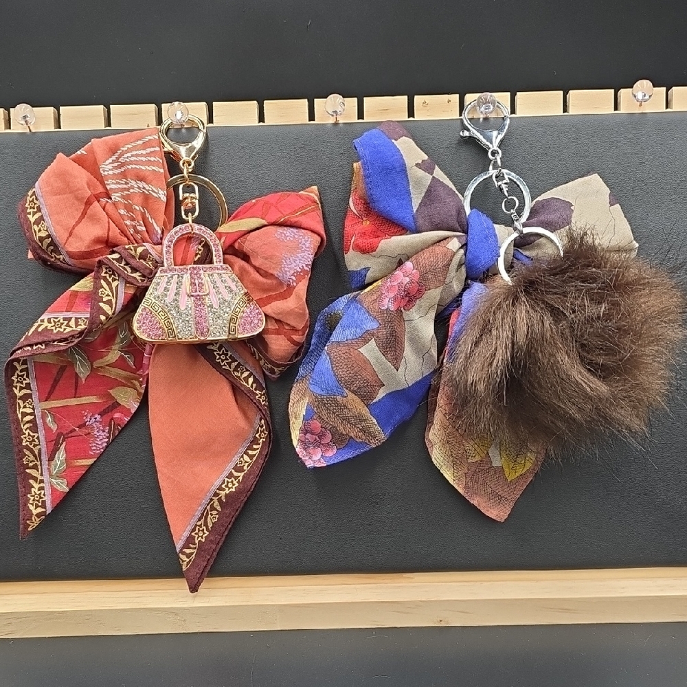 Colorful Bow Keychains with Charms
